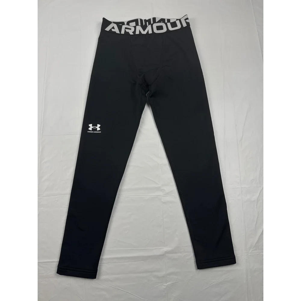 Under Armour Boys ColdGear Fitted Leggings Black Size Medium M Base Layer Tights